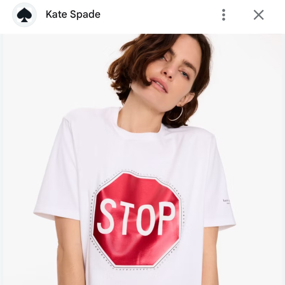 ♠️ 🛑🚦Kate Spade White Tee with Red Stop Sign Graphic🛑🚦♠️